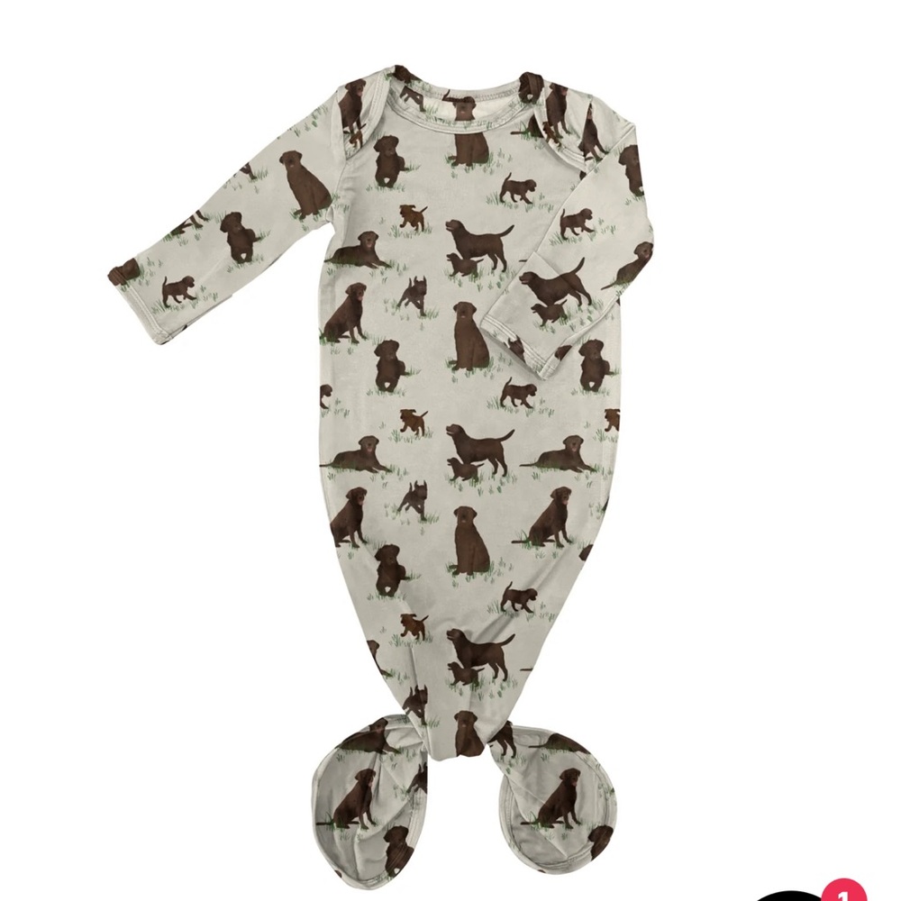 Goosies Knotted Infant Gown-Labradors (0-3month) NWT